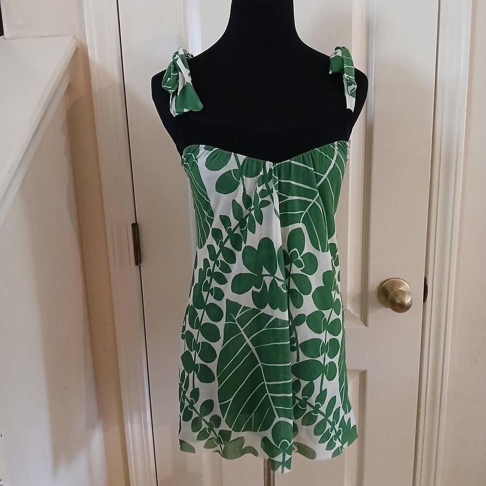 Vintage Y2K Sweet Pea by Stacy Frati Green Leaf Mesh Top S Tropical Resortwear